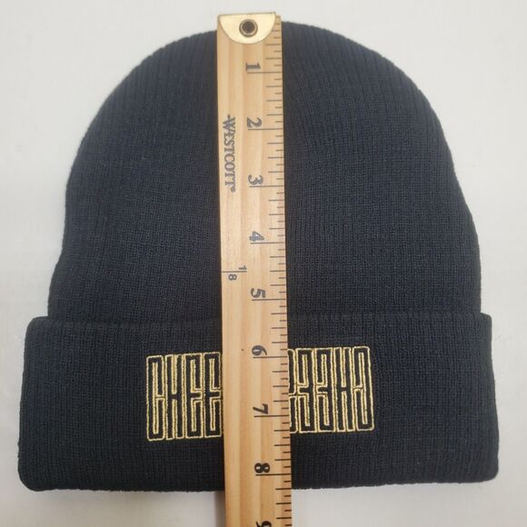 Flan Labs Dual Black Beanie Embroidered One Size Fits ALL 100% Cotton Knit NWT - Picture 5 of 7